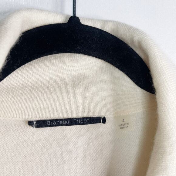 Brazeau Tricot Size 4 Cream Cashmere Collared Short Sleeve Button Front Sweater - Picture 8 of 10